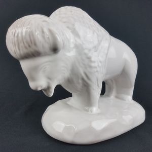 Vintage Frankoma Pottery White Buffalo Sculpture